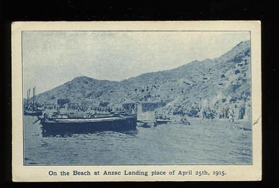 WW1 Dardanelles Anzacs Beach Landing 1915 postcard