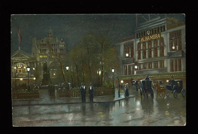 LONDON Leicester Square Alhambra Theatre at Night postcard
