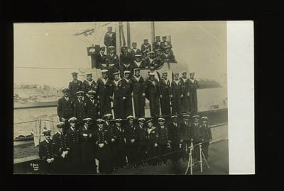  HM Submarine M1 with Officers & Crew at Malta postcard